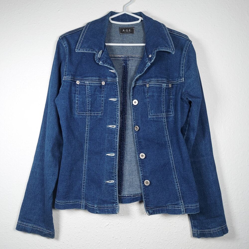Agolde Denim Blue Jean Shirt A.G.E. A Gold E Button Front Pockets Size Small